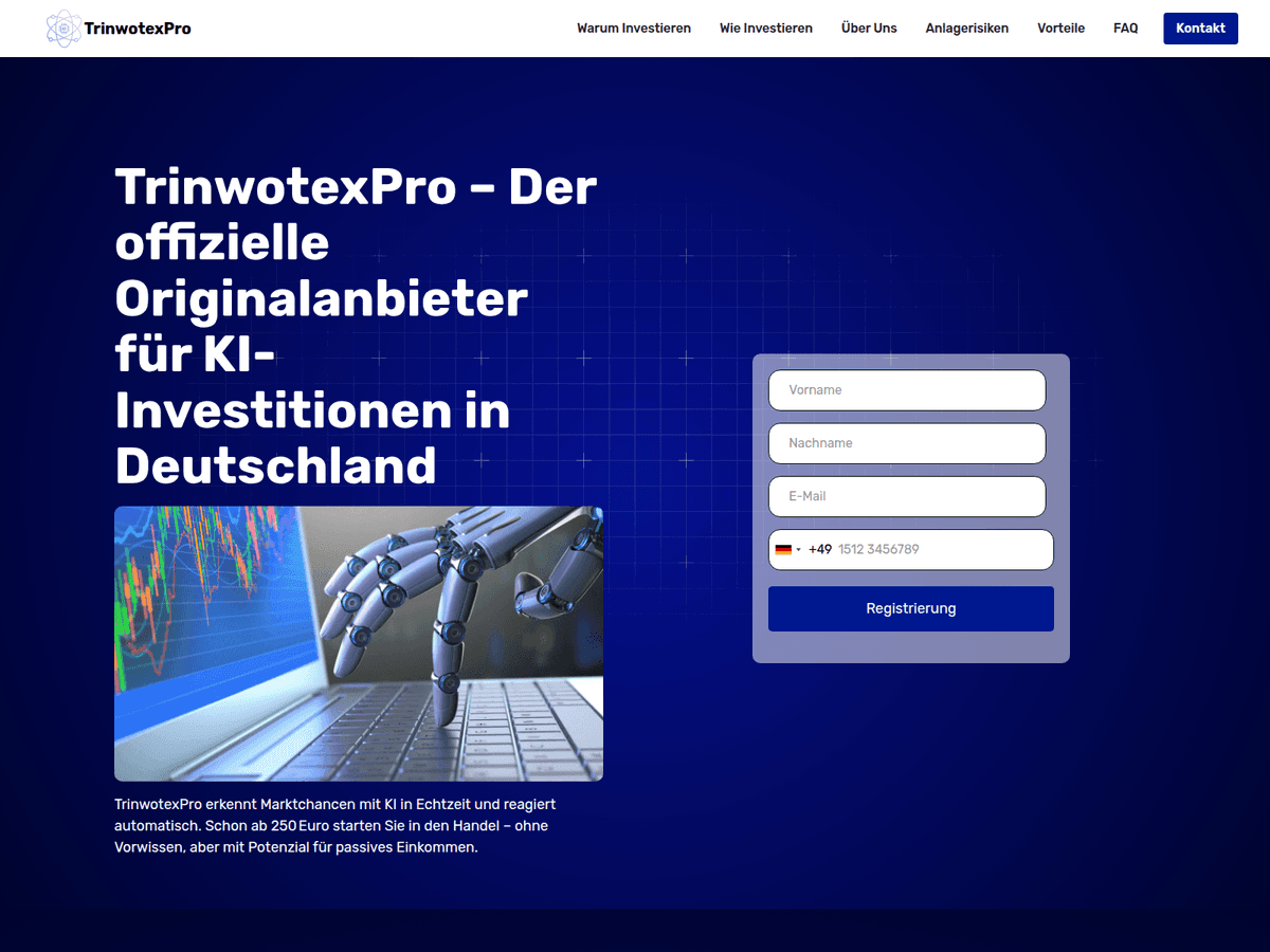 Screenshot der Webseite Trinwotexpro (trinwotexpro.de)