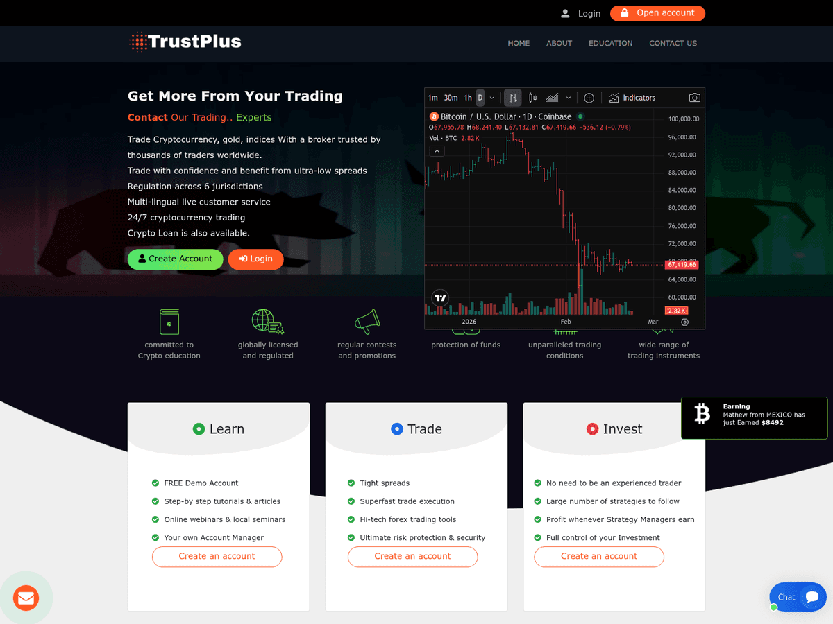 Screenshot der Webseite Trustplusinc (trustplusinc.com)