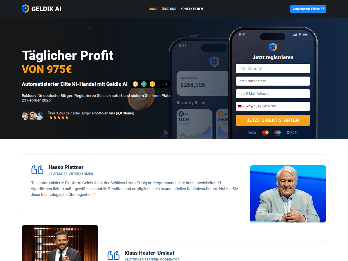 Screenshot der Webseite Geldixai (geldixai.net)