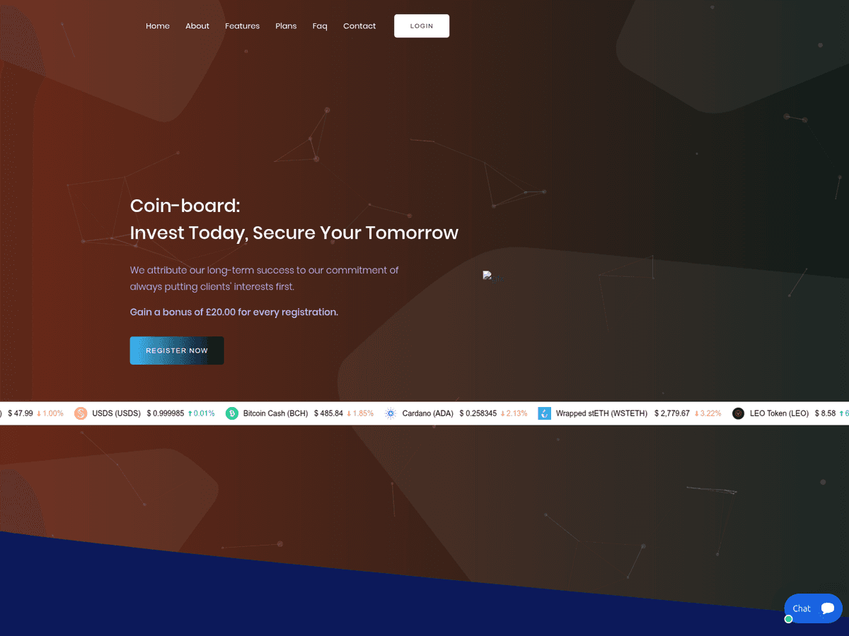 Screenshot der Webseite Coinboard (coinboard.ltd)