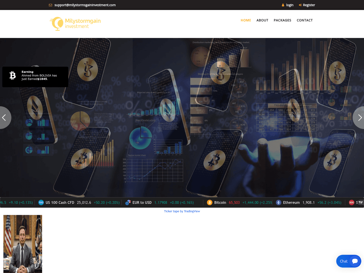 Screenshot der Webseite Milystormsgaininvestment (milystormsgaininvestment.com)
