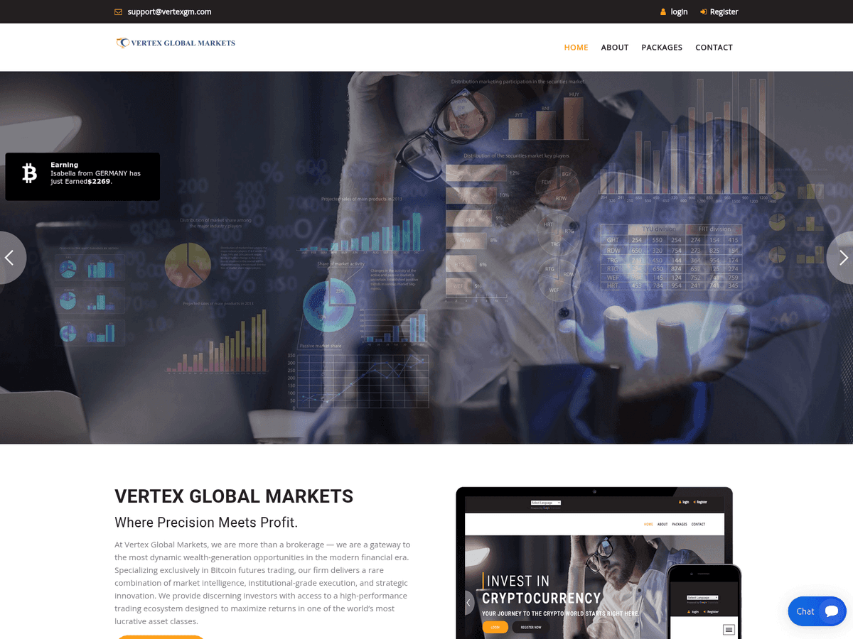 Screenshot der Webseite Vertexgm (vertexgm.com)