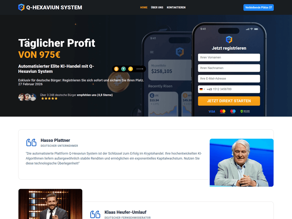 Screenshot der Webseite Q Hexaviun System (q-hexaviun-system.com)