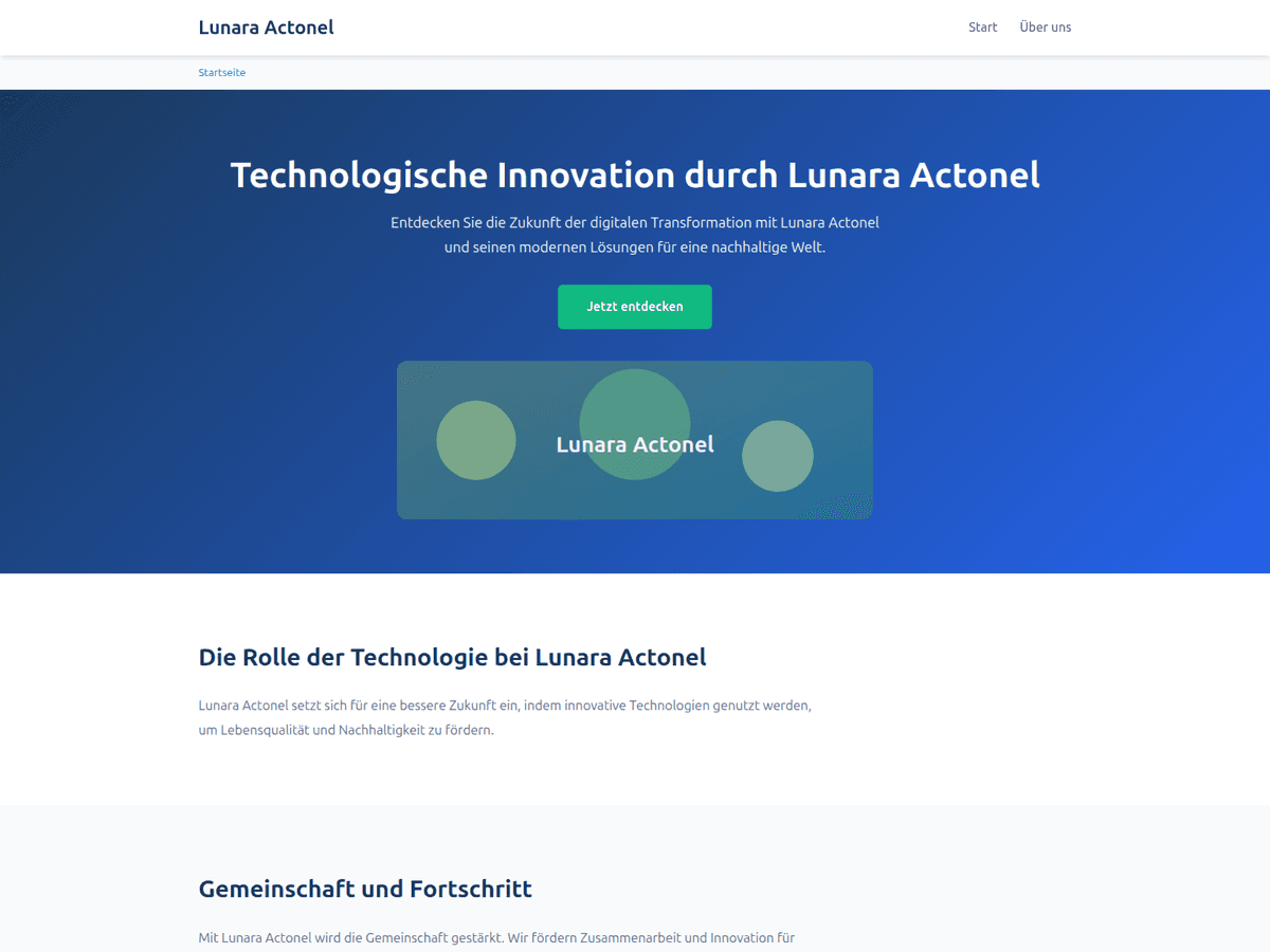 Screenshot der Webseite Lunara Actonel (lunara-actonel.de)