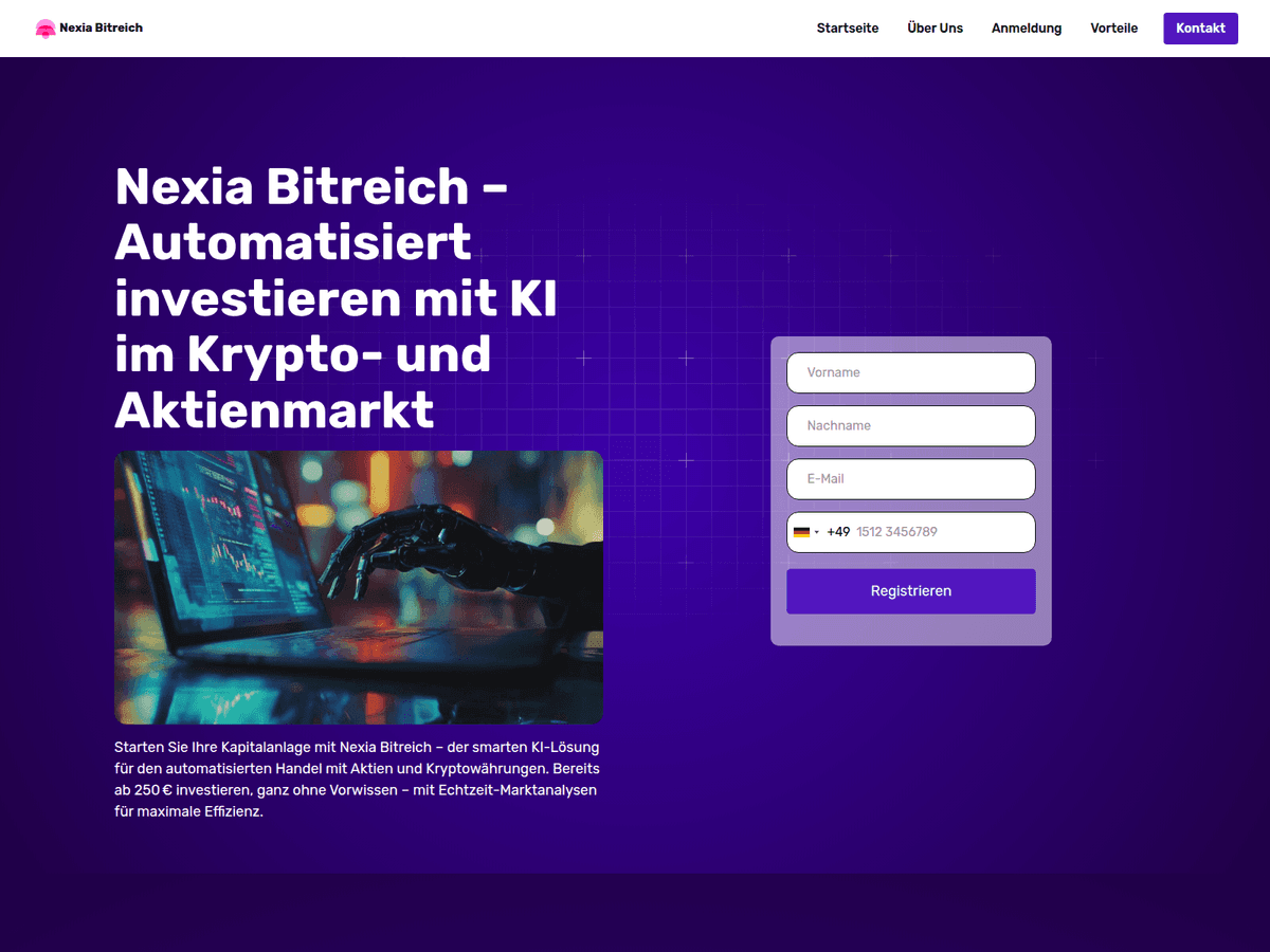 Screenshot der Webseite Nexiabitreich (nexiabitreich.com)