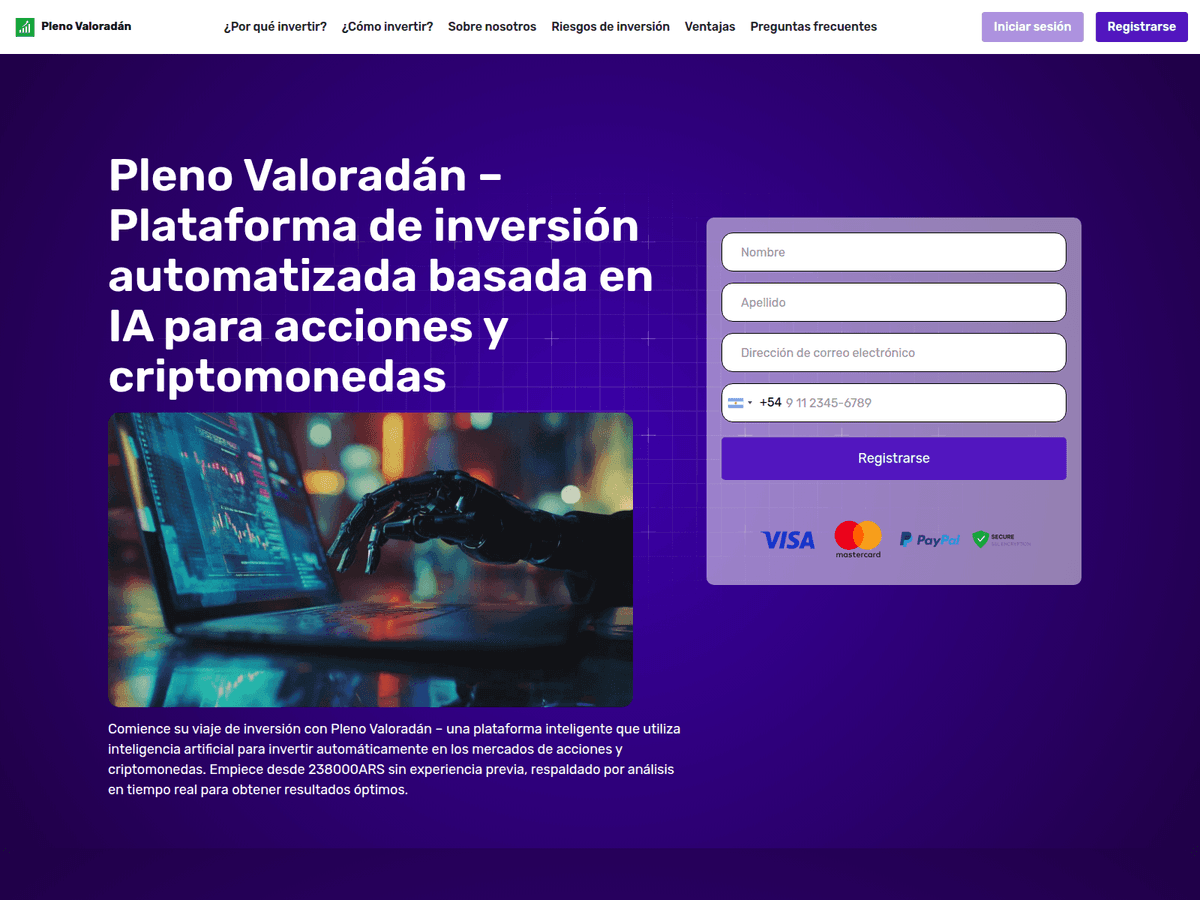 Screenshot der Webseite Pleno Valoradan (pleno-valoradan.org)