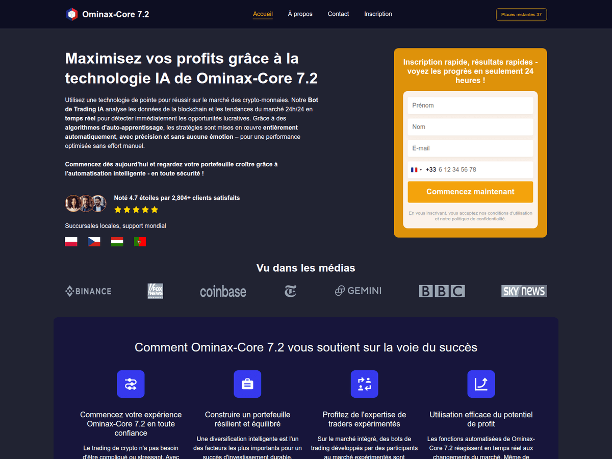 Screenshot der Webseite Ominax Core 72 (ominax-core-72.net)