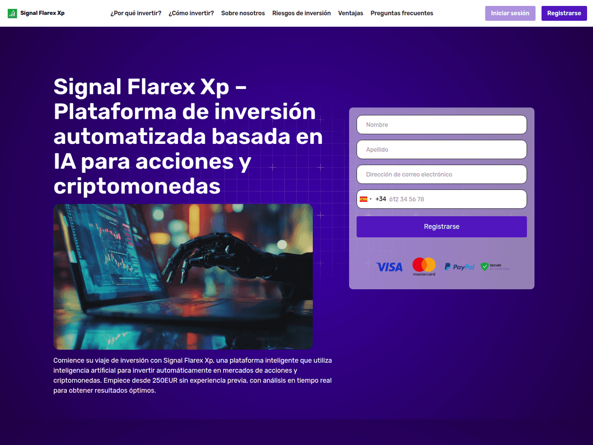 Screenshot der Webseite Signal Flarex Xp (signal-flarex-xp.org)