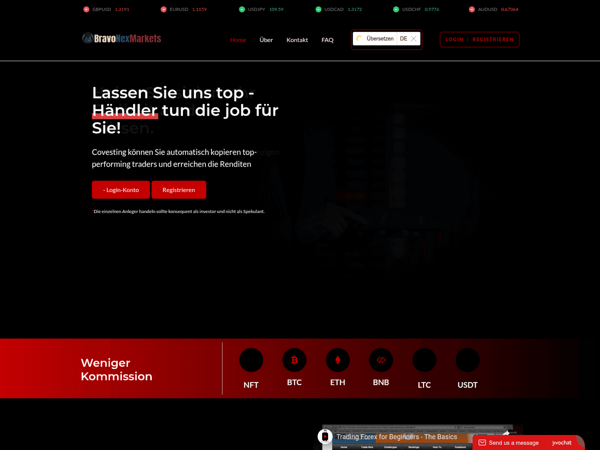 Screenshot der Webseite Bravonexmarkets (bravonexmarkets.com)