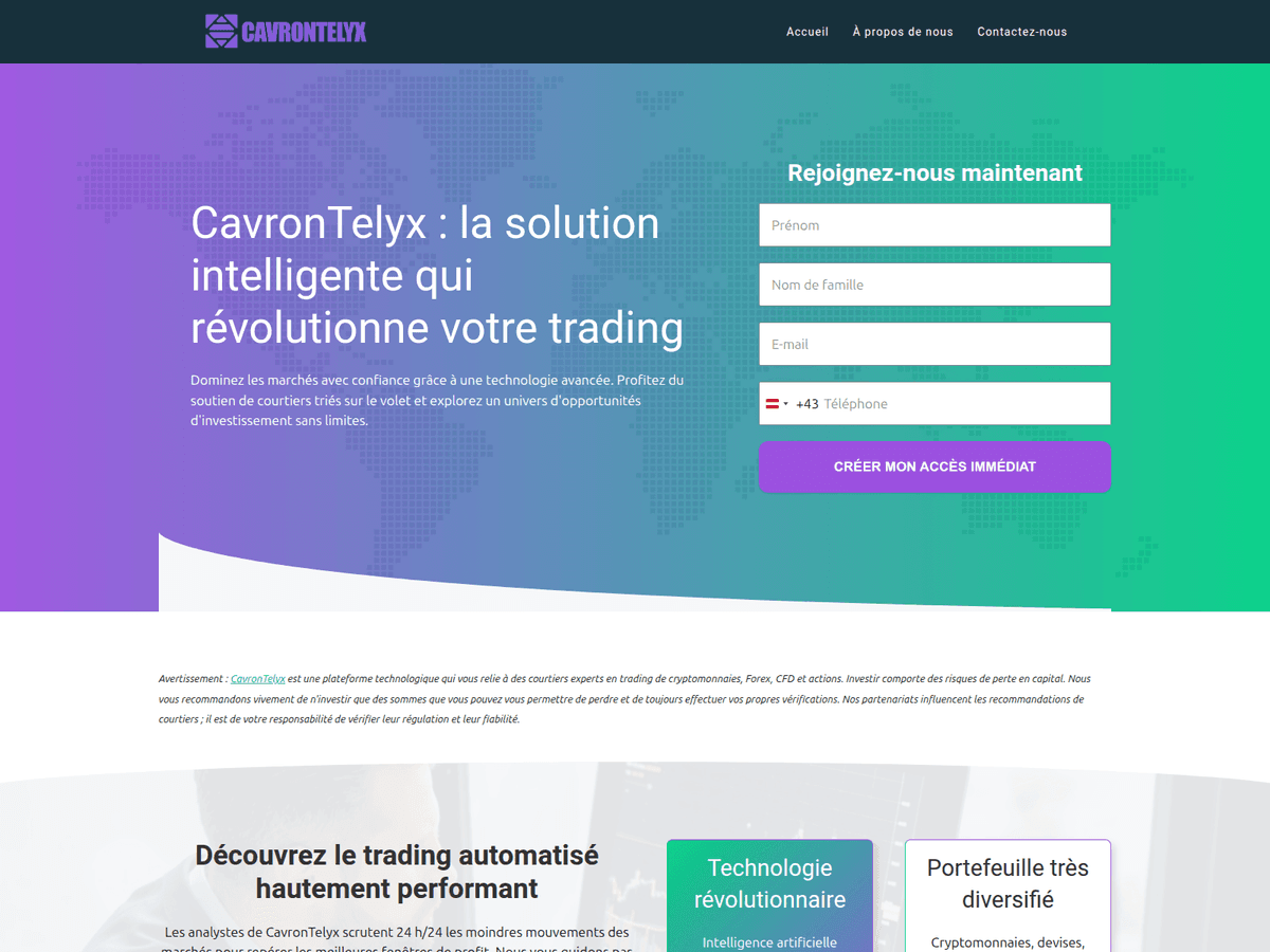 Screenshot der Webseite Cavrontelyx (cavrontelyx.com)