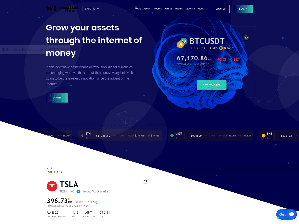 Screenshot der Webseite W1capitalflux (w1capitalflux.com)
