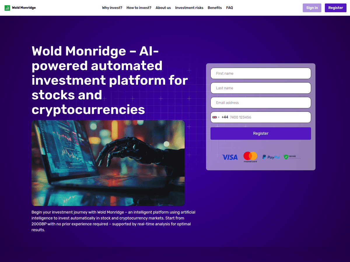 Screenshot der Webseite Wold Monridge (wold-monridge.org)