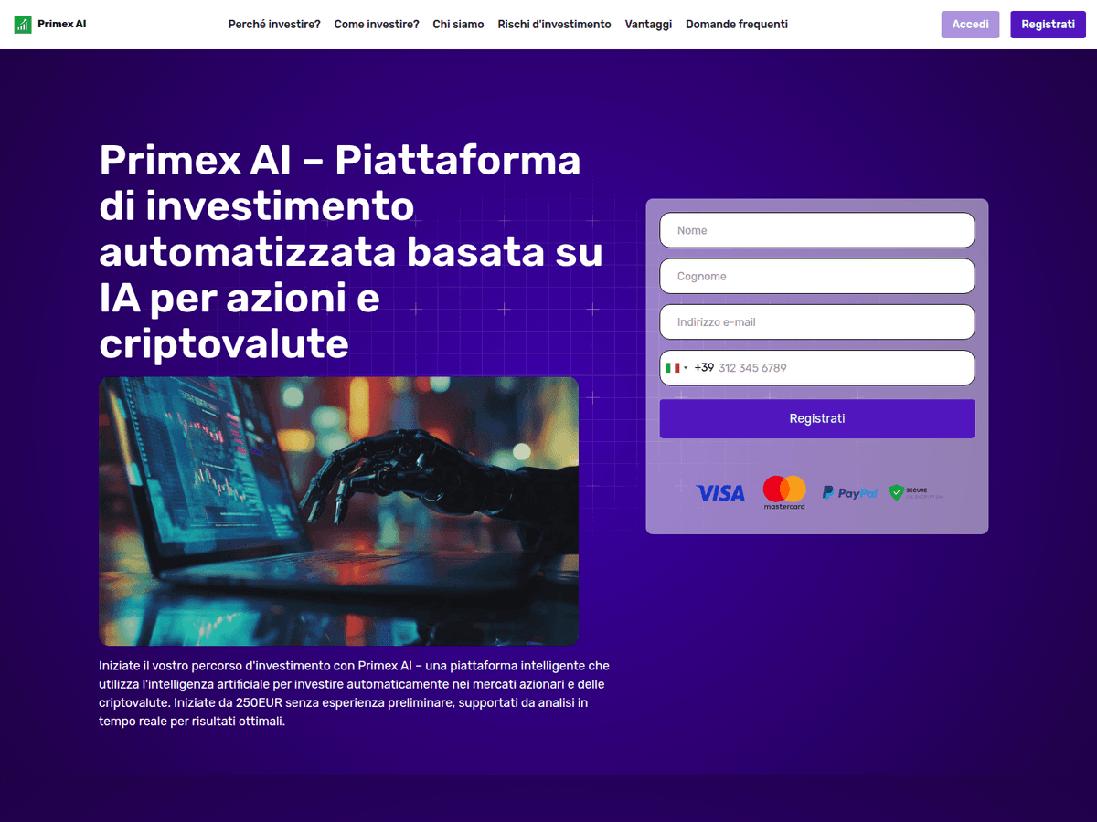 Screenshot der Webseite Primex Ai (primex-ai.org)