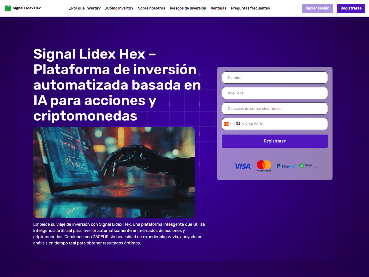 Screenshot der Webseite Signal Lidex Hex (signal-lidex-hex.com)