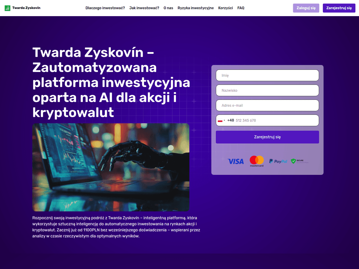 Screenshot der Webseite Twardazyskovin (twardazyskovin.com)