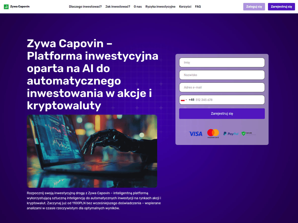 Screenshot der Webseite Zywacapovin (zywacapovin.com)