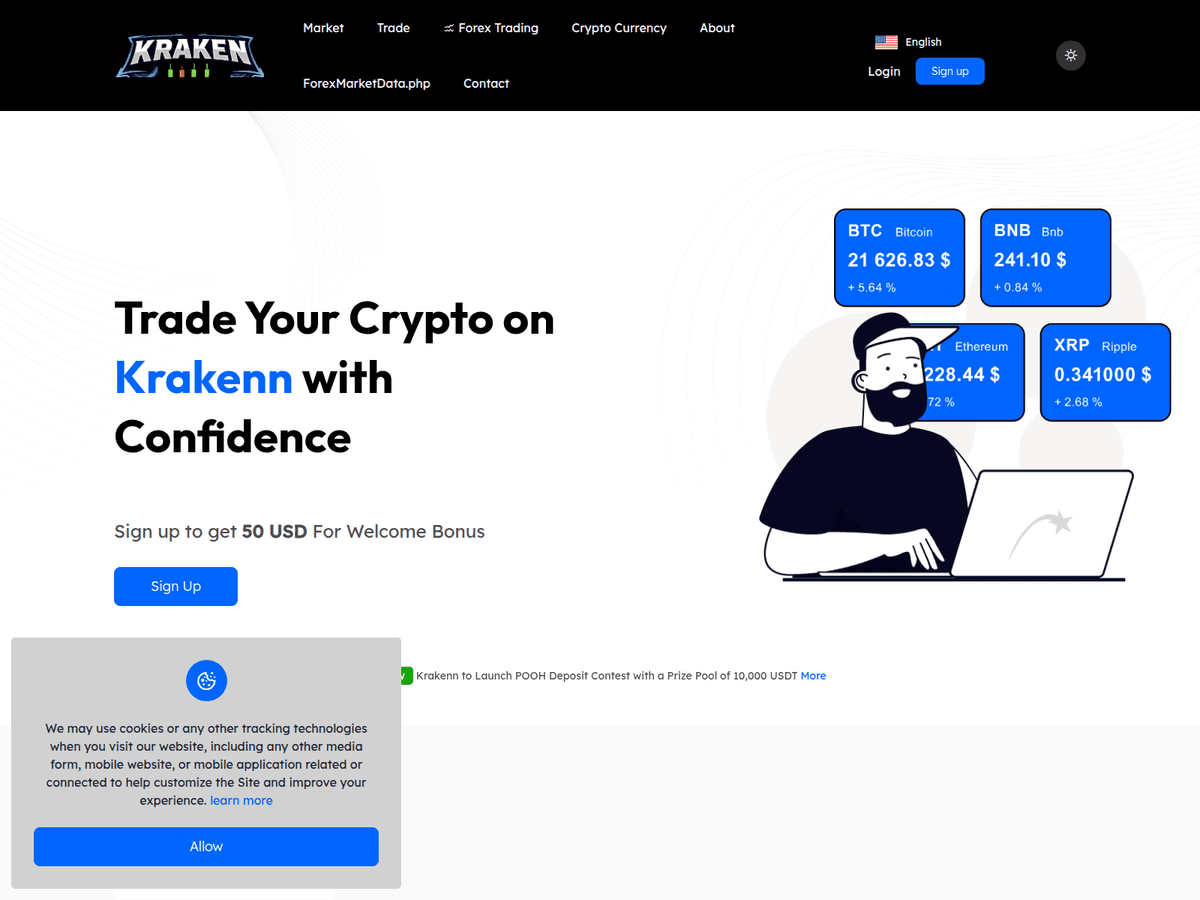 Screenshot der Webseite Krakenntrading (krakenntrading.com)