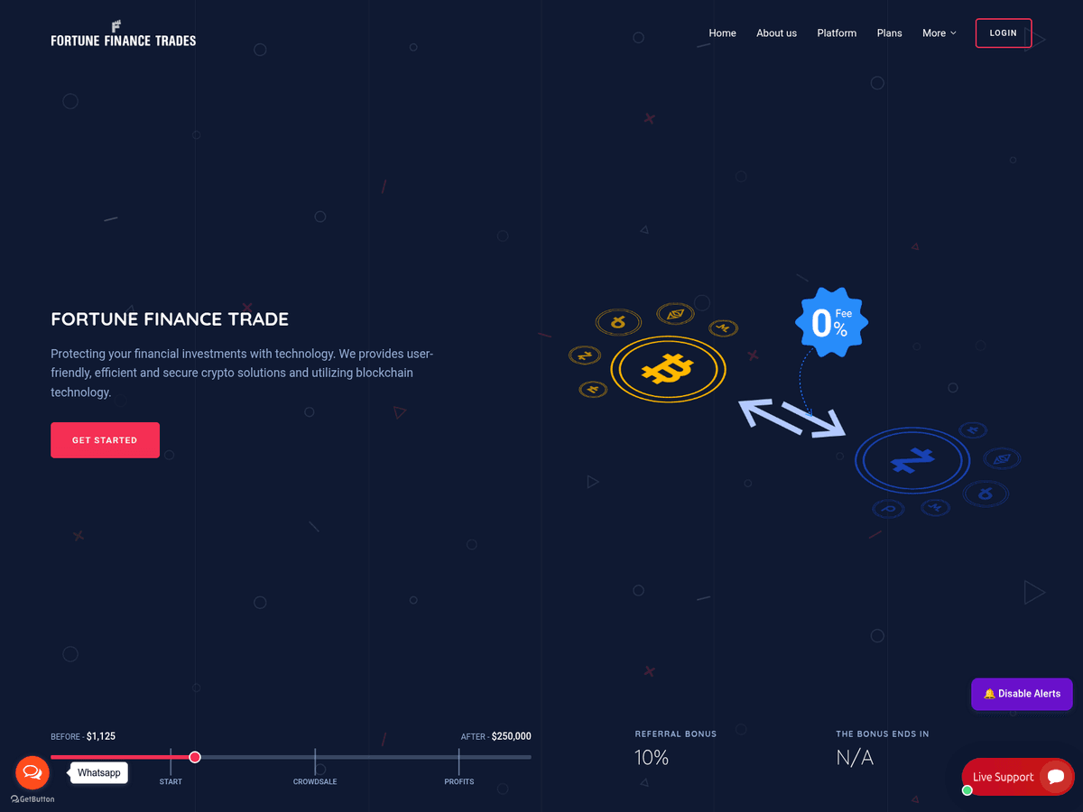 Screenshot der Webseite Fortunefinancetrade (fortunefinancetrade.com)