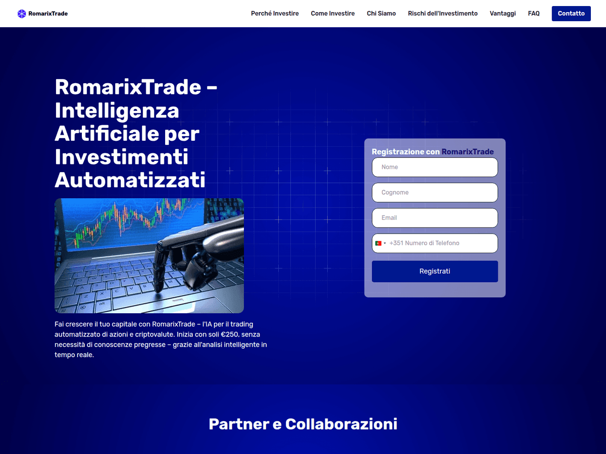 Screenshot der Webseite Romarixtrade (romarixtrade.com)
