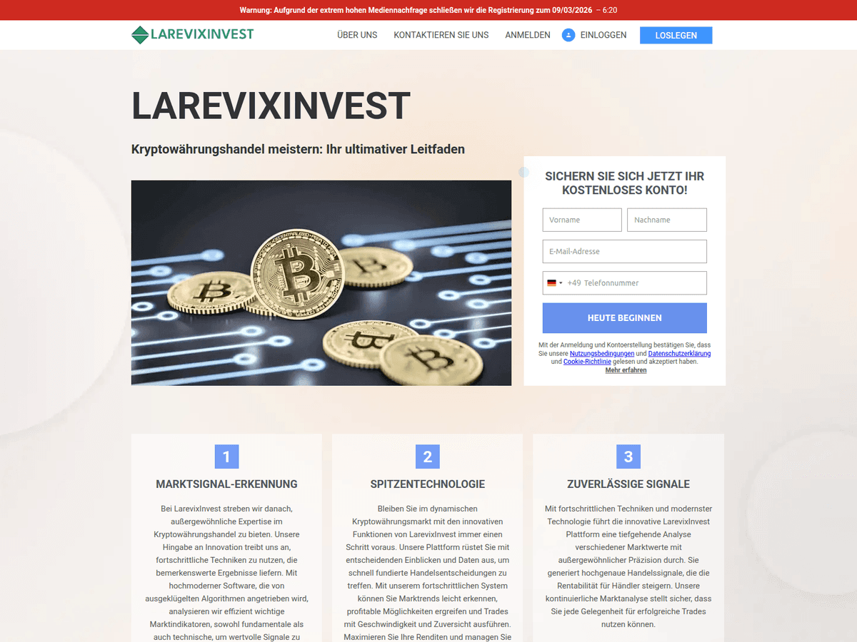 Screenshot der Webseite Larevixinvest De (larevixinvest-de.com)