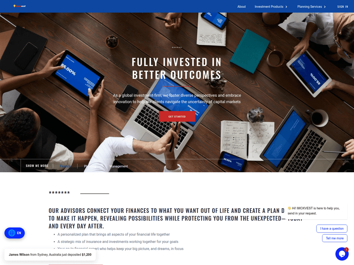 Screenshot der Webseite Imoxvest (imoxvest.com)