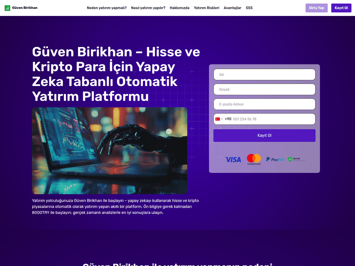 Screenshot der Webseite Guvenbirikhan (guvenbirikhan.com)