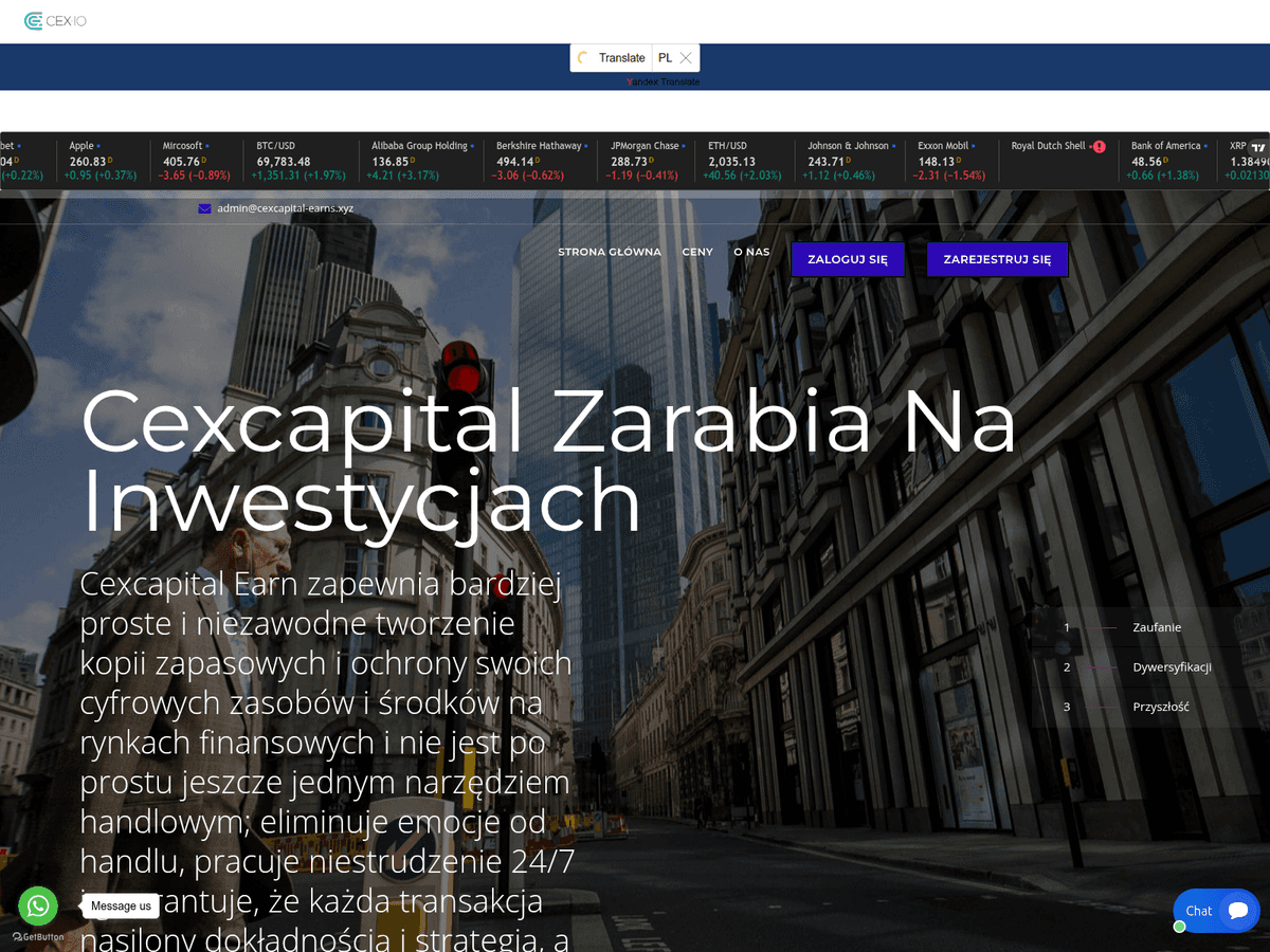 Screenshot von Cexcapital Earns