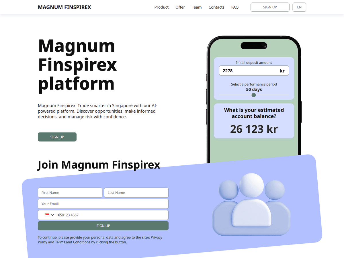 Screenshot der Webseite Magnum Finspirex (magnum-finspirex.com)