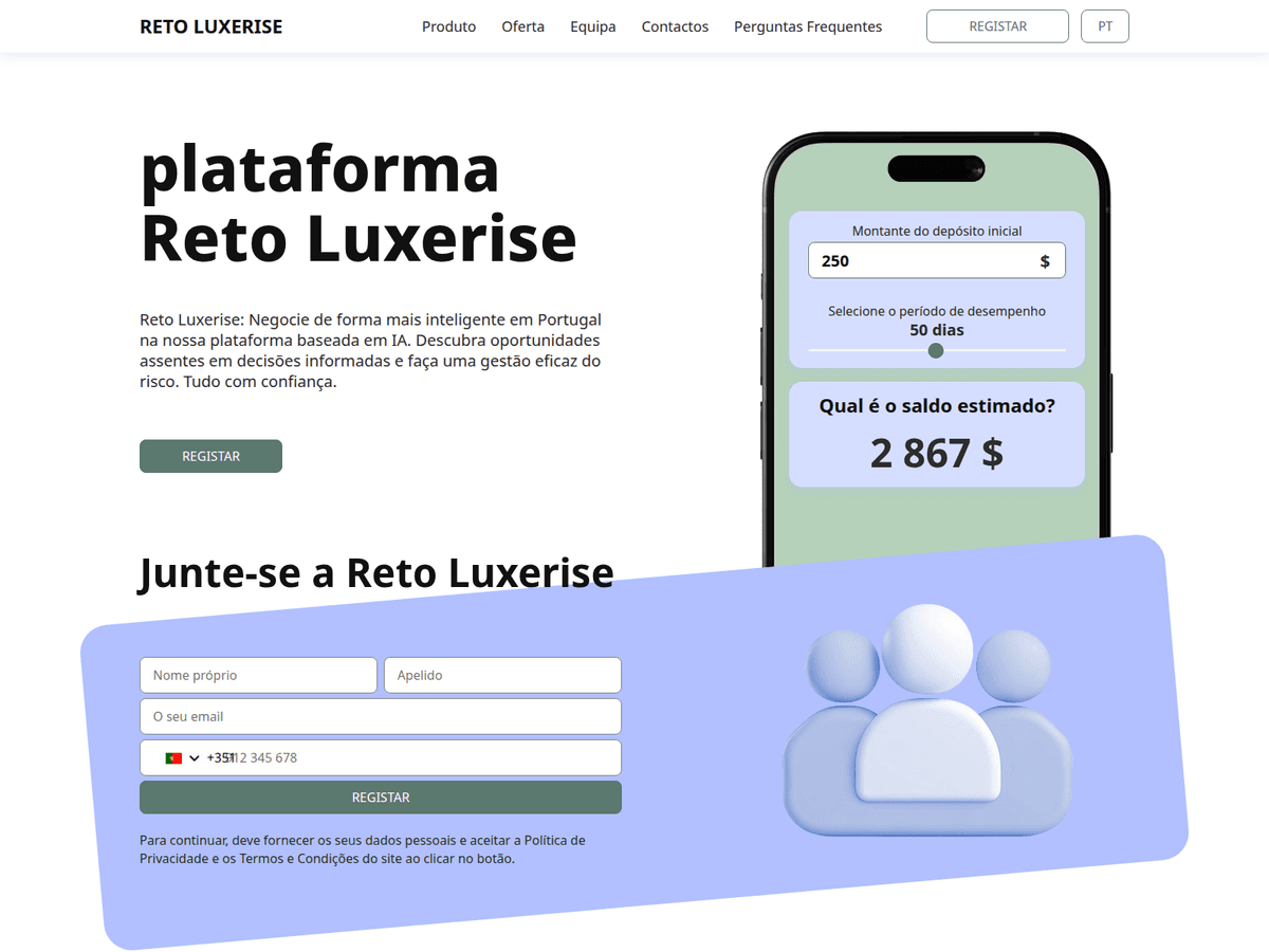 Screenshot der Webseite Reto Luxerise (reto-luxerise.com)