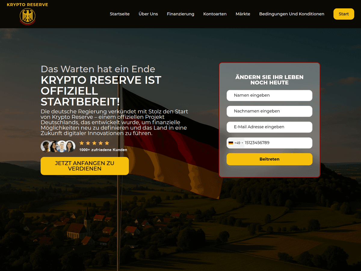 Screenshot von Kryptoreserve Offiziell