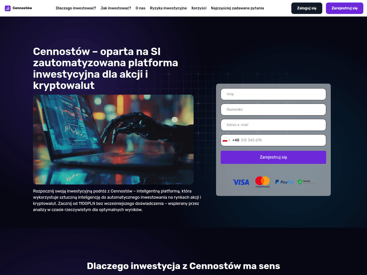 Screenshot der Webseite Cennostow (cennostow.org)