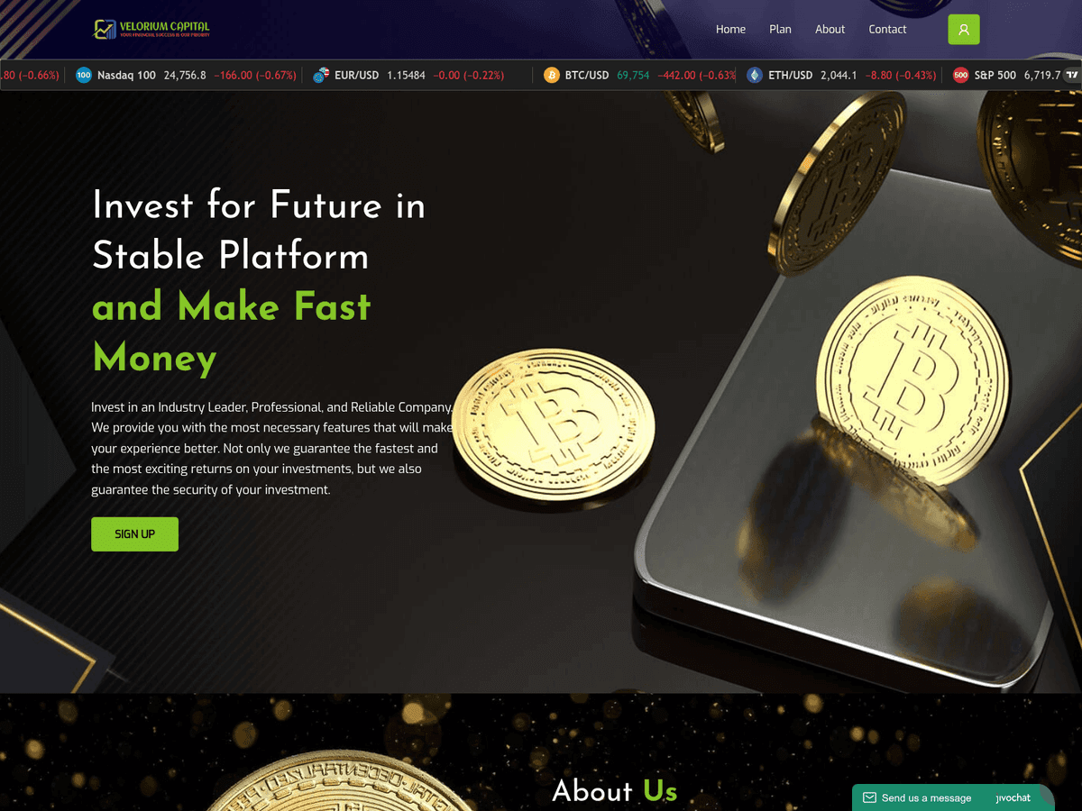 Screenshot der Webseite Veloriumcap (veloriumcap.com)