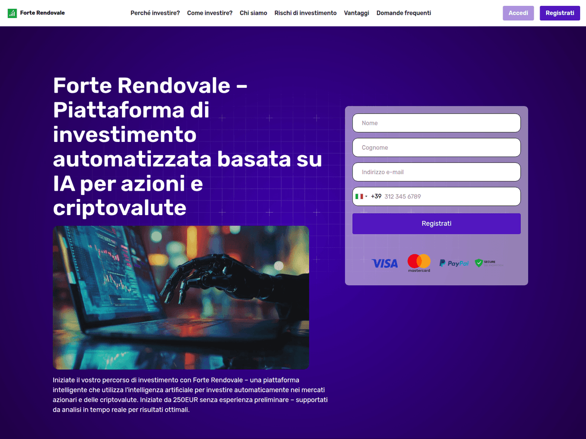 Screenshot der Webseite Forte Rendovale (forte-rendovale.com)