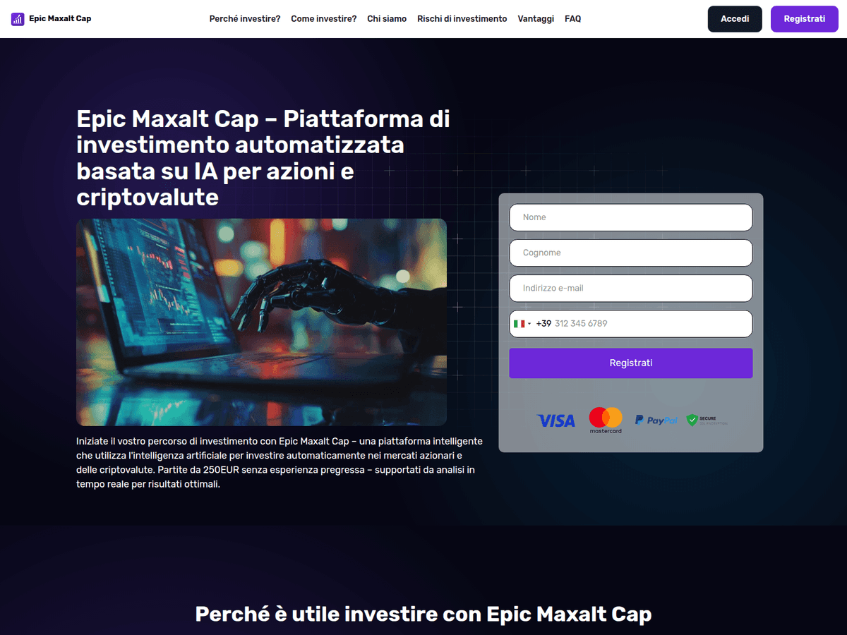 Screenshot der Webseite Epic Maxalt Cap (epic-maxalt-cap.org)