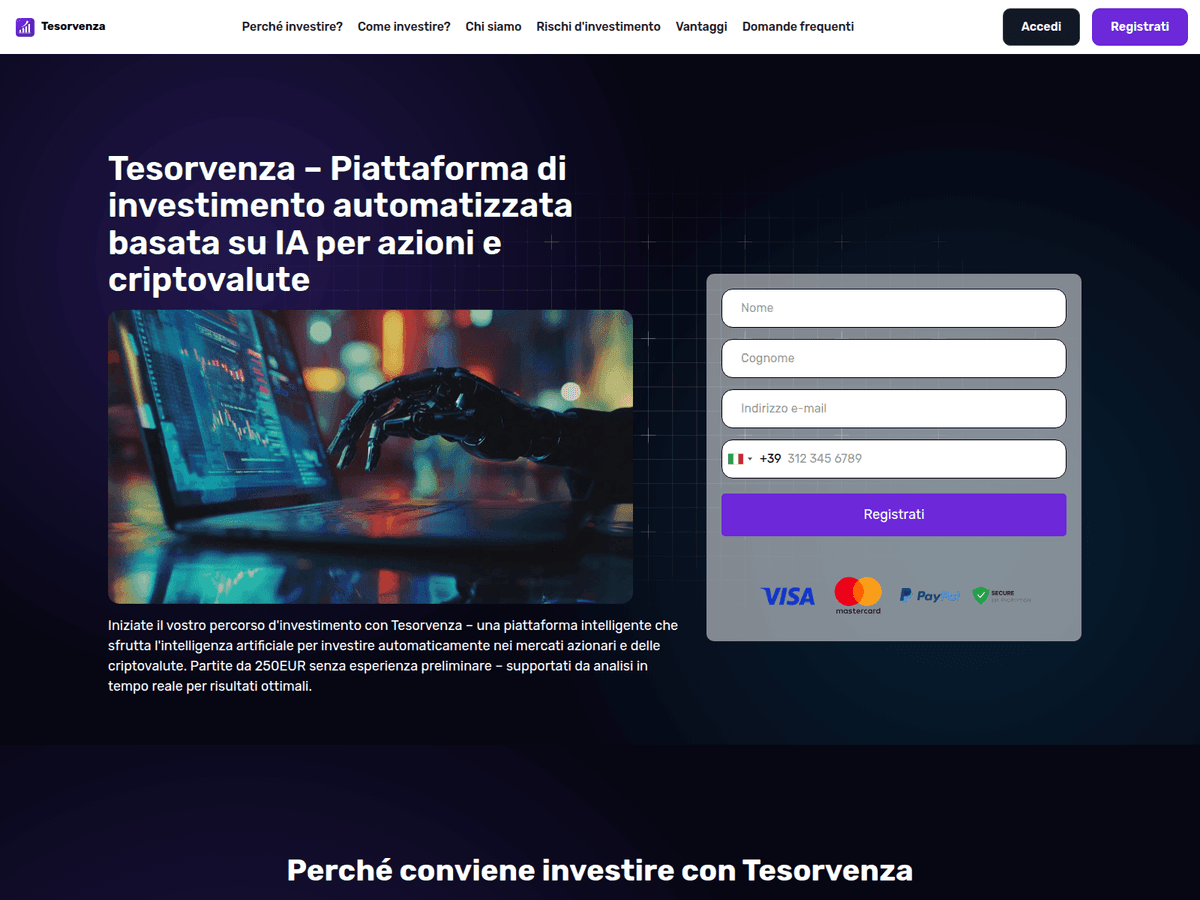 Screenshot der Webseite Tesorvenza (tesorvenza.org)