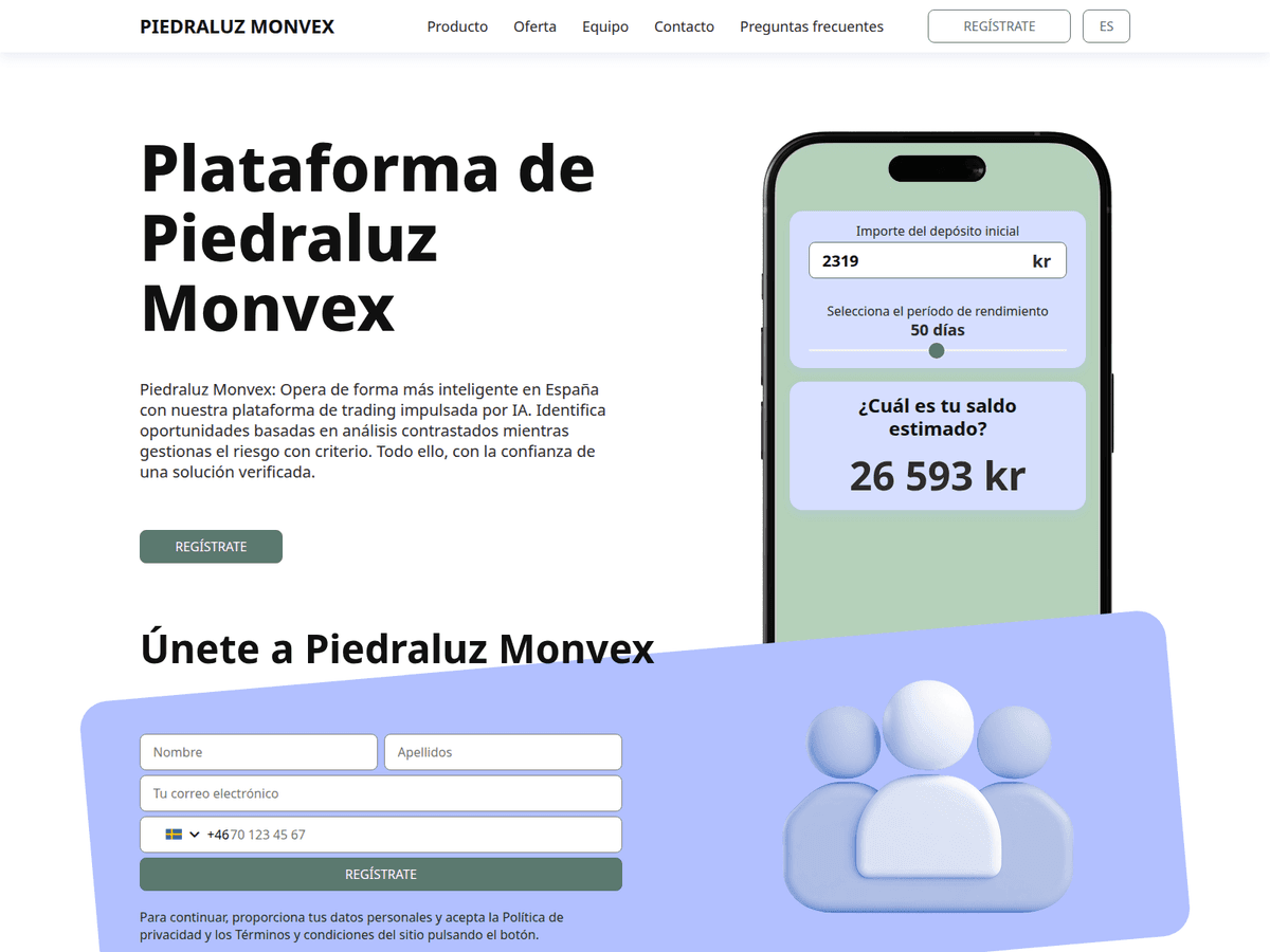 Screenshot der Webseite Piedraluz Monvex (piedraluz-monvex.com)