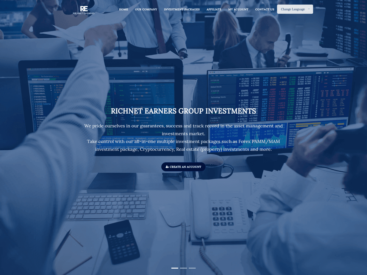 Screenshot der Webseite Richnet Earners (richnet-earners.cc)