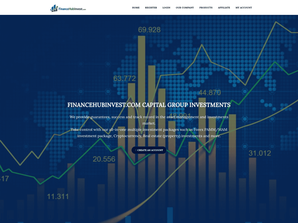 Screenshot der Webseite Financehubinvest (financehubinvest.com)