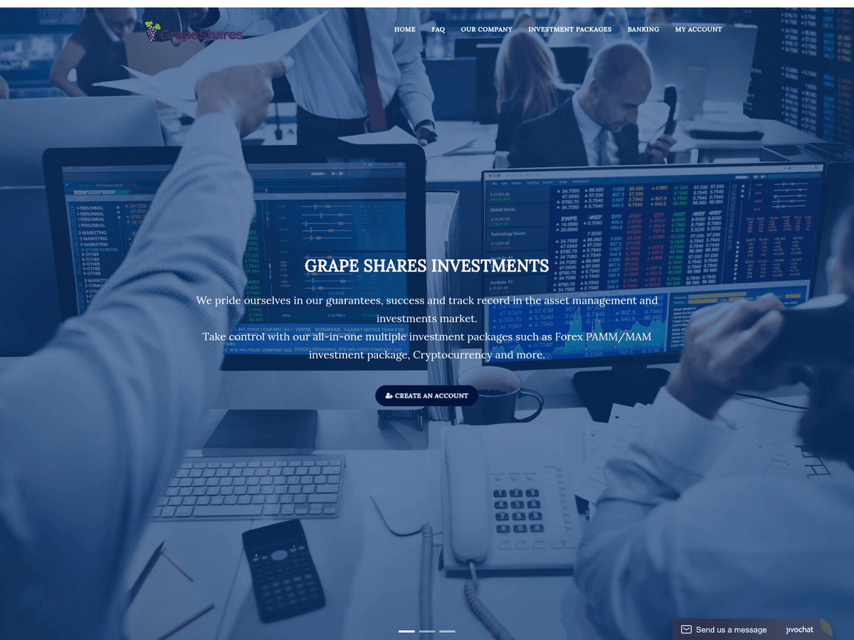 Screenshot der Webseite Grapeshares (grapeshares.io)