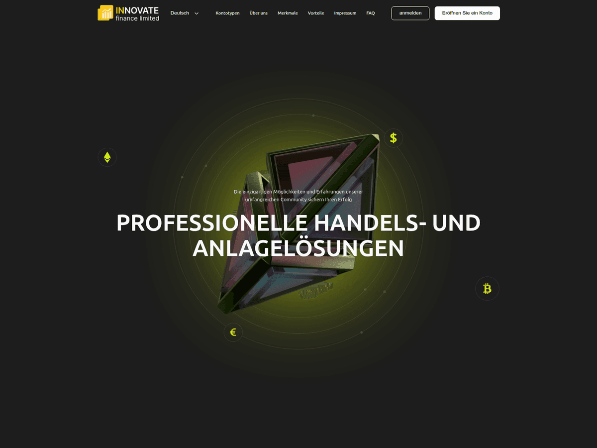 Screenshot der Webseite Innovatefin (innovatefin.io)