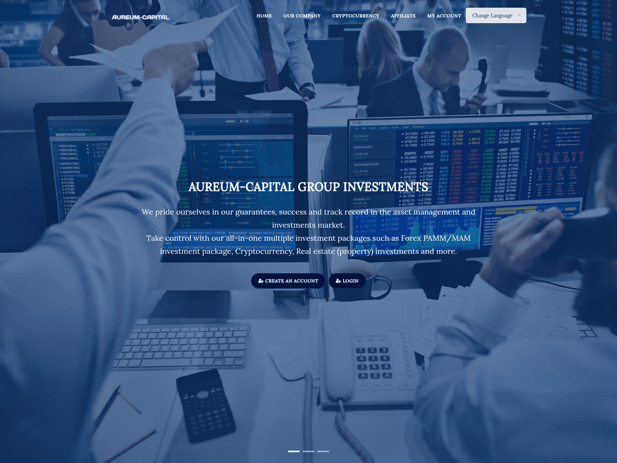 Screenshot der Webseite Aureum Capital (aureum-capital.org)