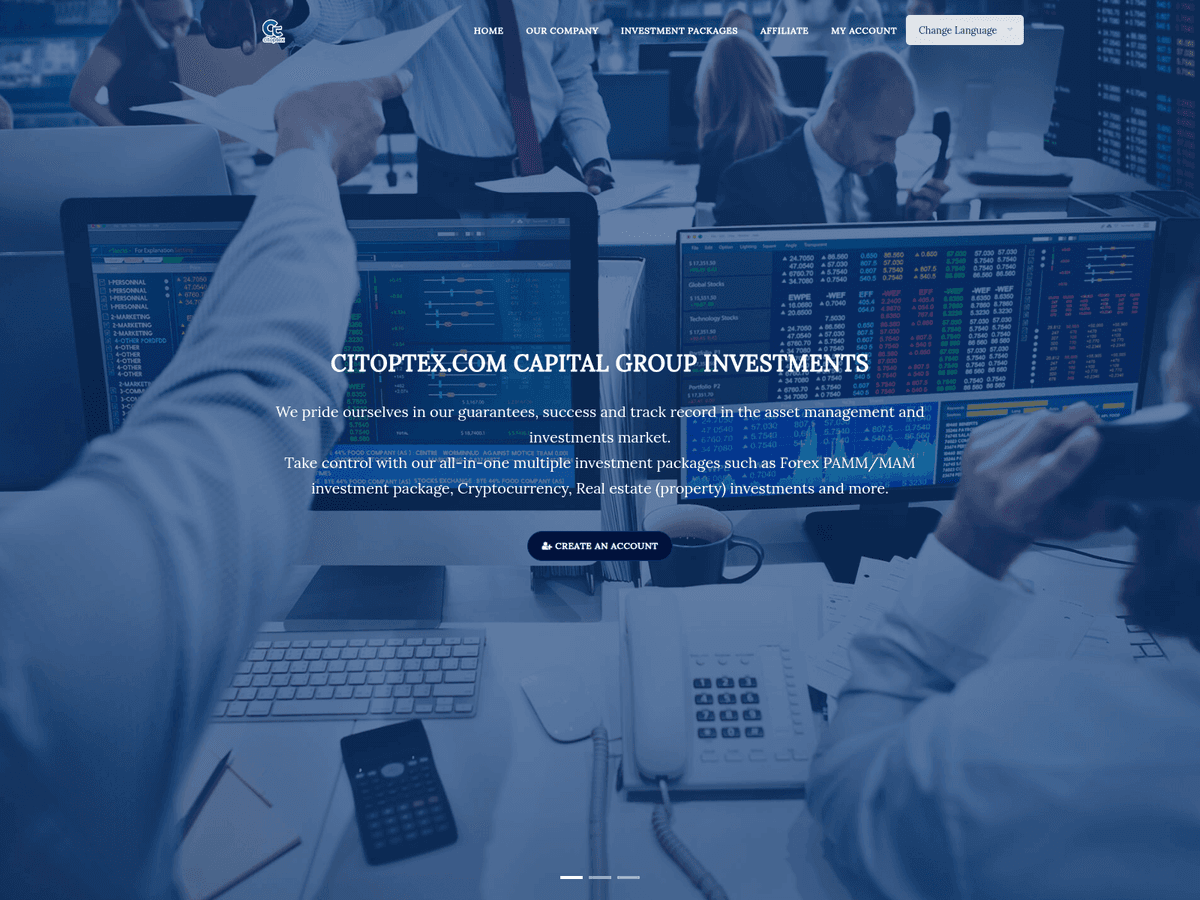 Screenshot der Webseite Citoptex (citoptex.com)