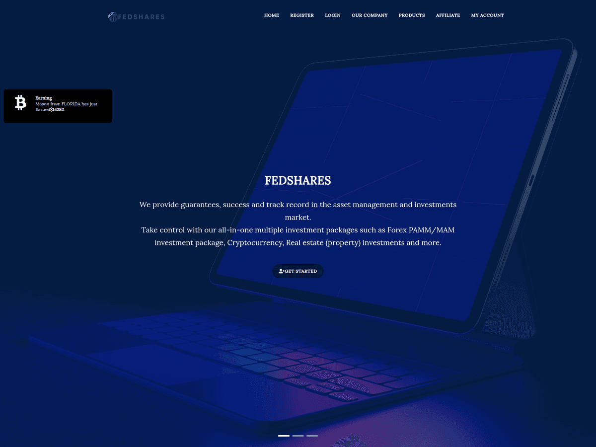 Screenshot der Webseite Fedshares (fedshares.live)