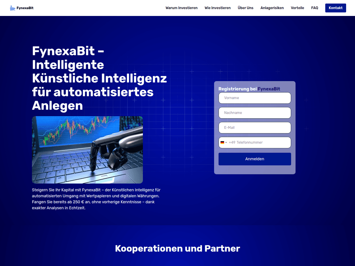 Screenshot der Webseite Fynexabit (fynexabit.com)