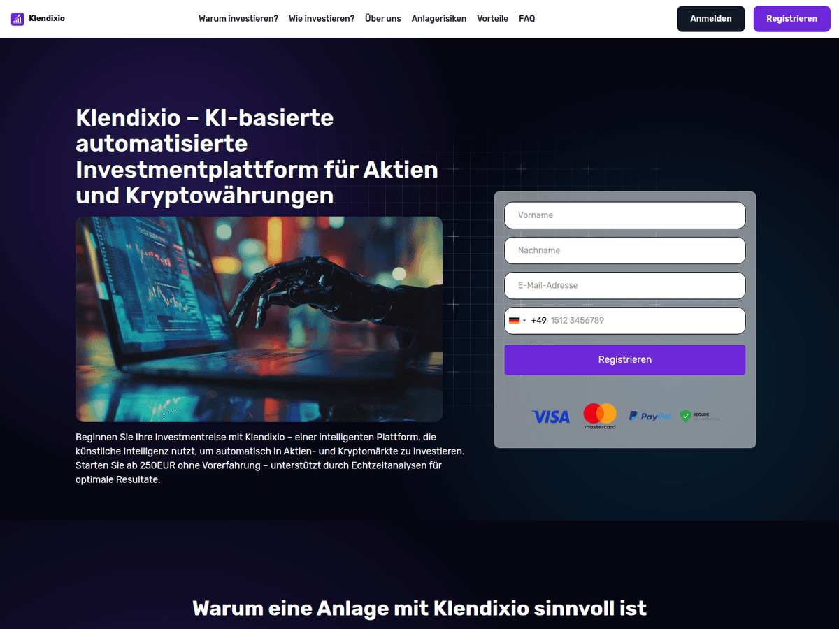 Screenshot der Webseite Klendixio (klendixio.pro)