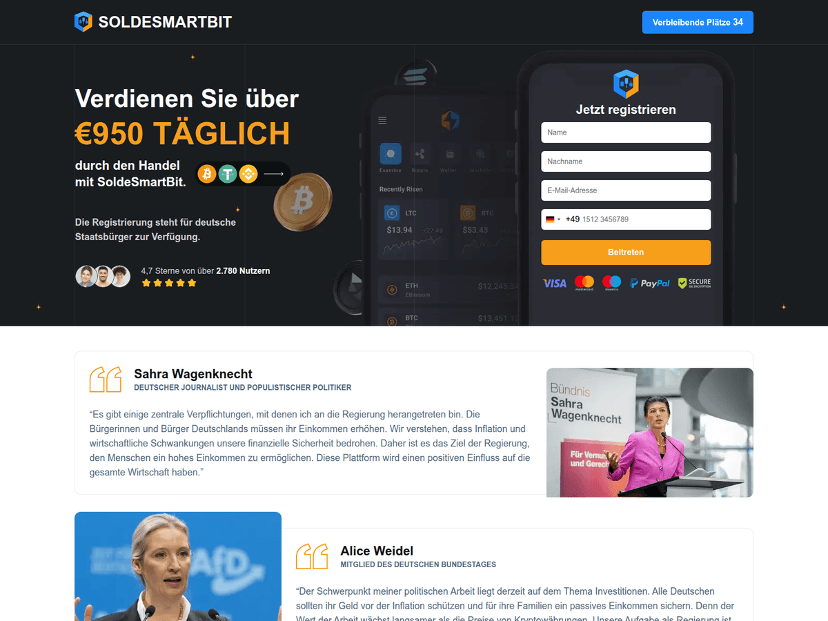 Screenshot der Webseite Soldesmartbit (soldesmartbit.net)