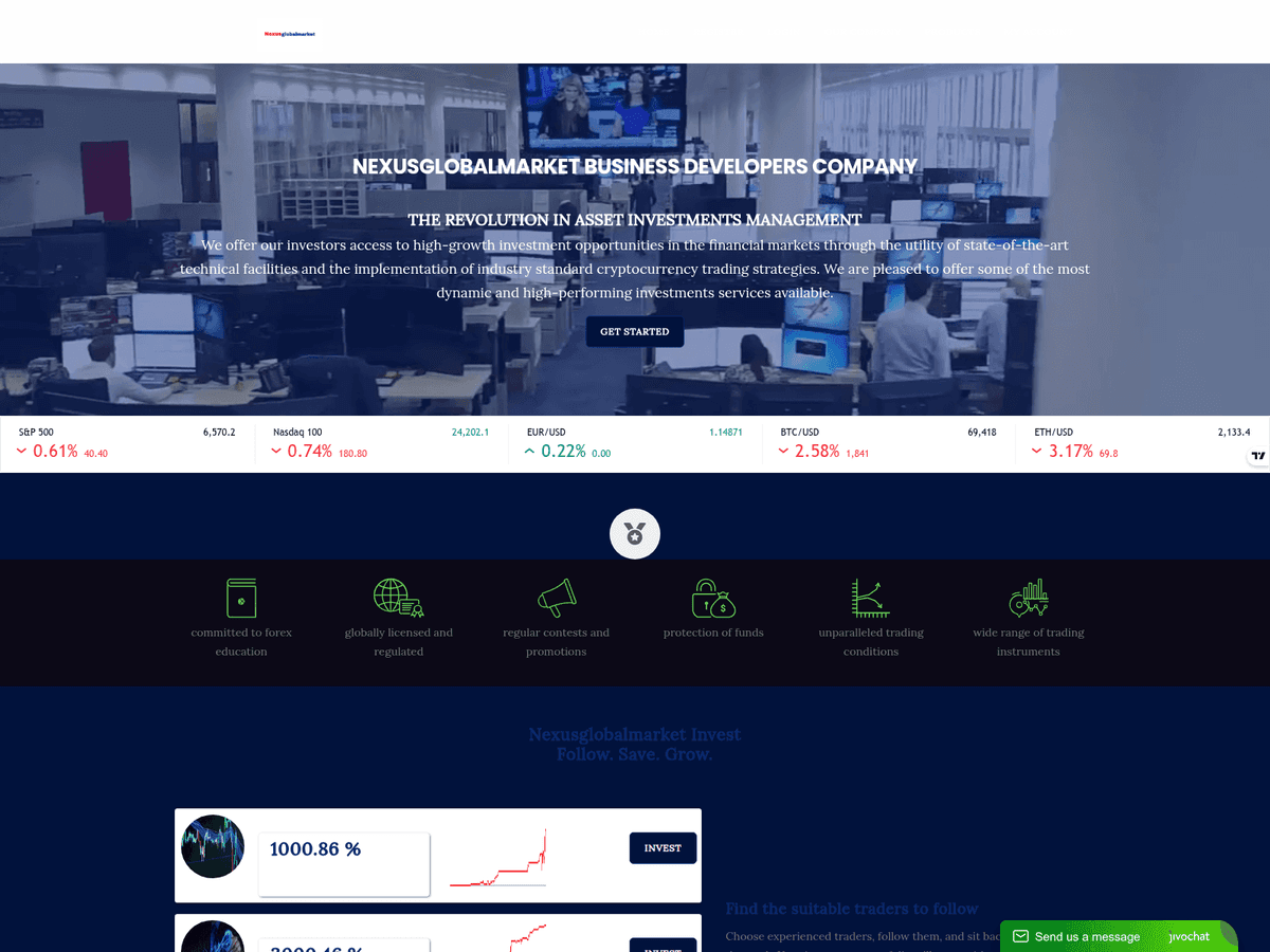 Screenshot der Webseite Nexusglobalmarket (nexusglobalmarket.com)