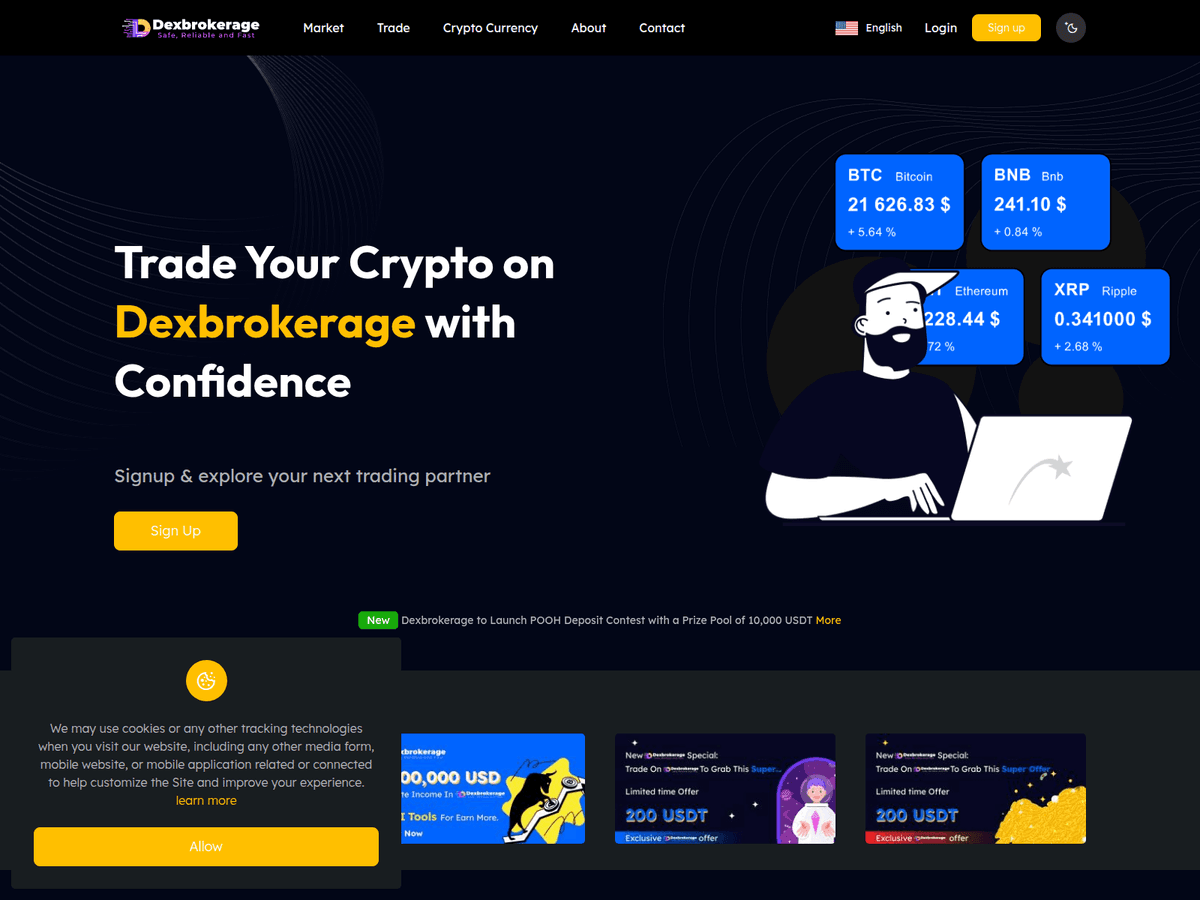 Screenshot der Webseite Dexbrokerage (dexbrokerage.com)