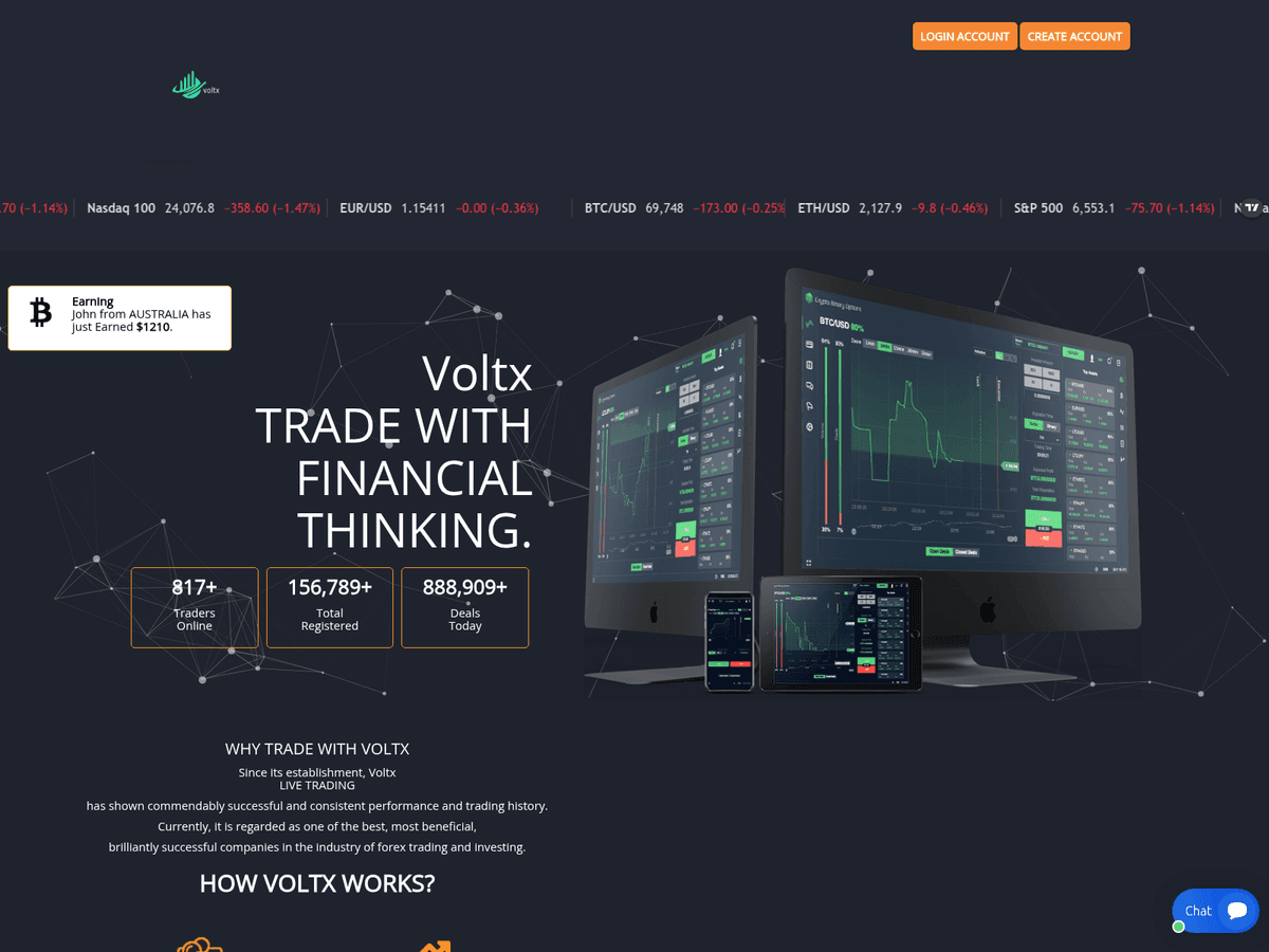 Screenshot der Webseite Voltx (voltx.live)