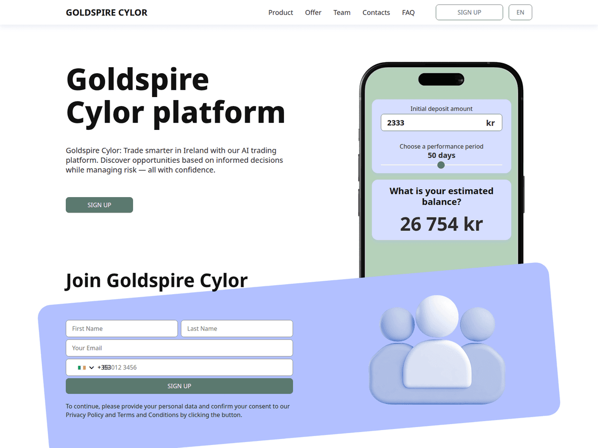 Screenshot der Webseite Goldspire Cylor (goldspire-cylor.com)